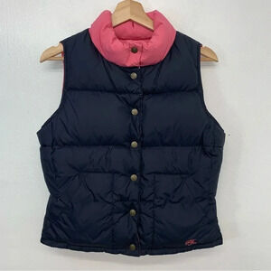 Polo Jeans Nylon Puffer Down‎ Vest Reversible Woman Small Blue Pink Snap Pockets